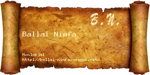 Ballai Nimfa névjegykártya